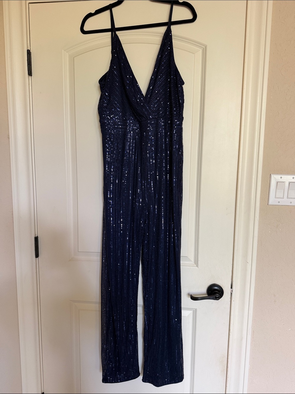 SHEIN Navy Blue Sequined Jumpsuit